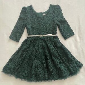 Green lace sequins girls dress -size 14
